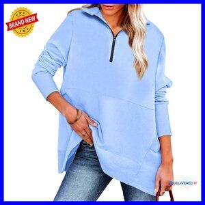 Oversized Half Zip Sweatshirt Casual Chic Minimal Long Sleeve Pullover with